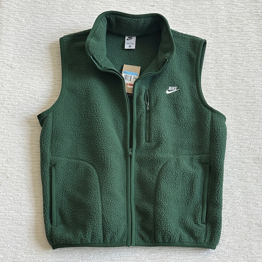 Nike Dark Green Sherpa Fleece Vest NWT